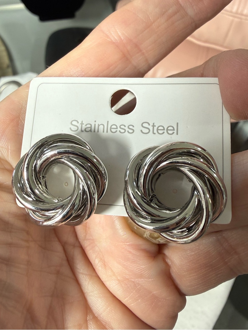 Silver Twisted Knot Stud Earrings